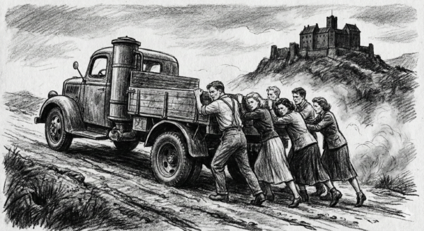 Anreise mit dem Holzvergaser